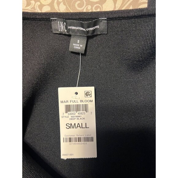 INC Top S Small Black Short Flutter Ruffle Sleeves Stretch Square Neck NWT - Picture 8 of 10